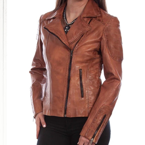Scully | Leather Motorcycle Jacket w/Quilting in Vintage Brown, Sz M ♥ Like new - Picture 3 of 10